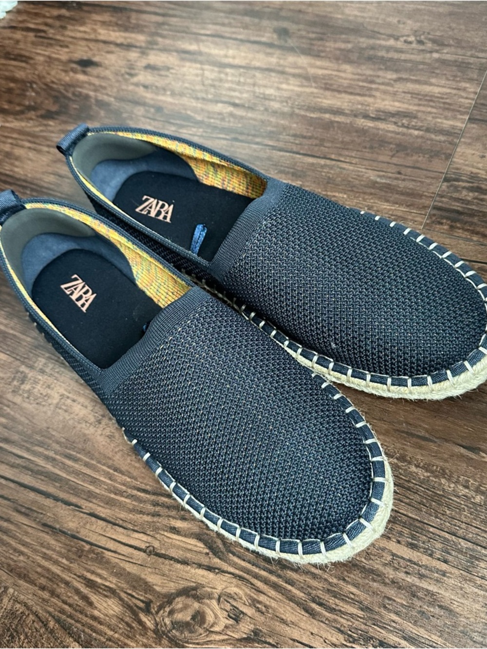 Zara Men's Dark Navy Knit Slip-On Espadrilles